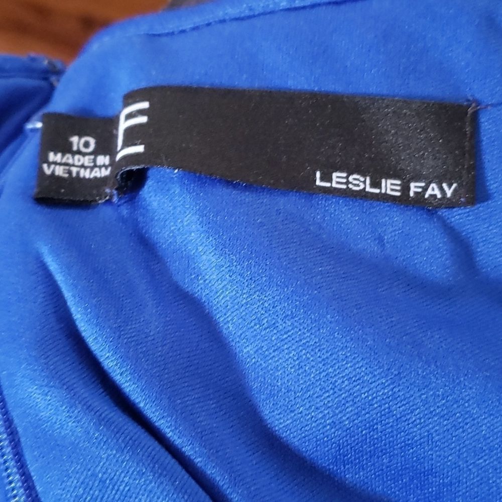 Leslie Fay Blue Long Sleeve Shift Dress Size 10 - Picture 5 of 5